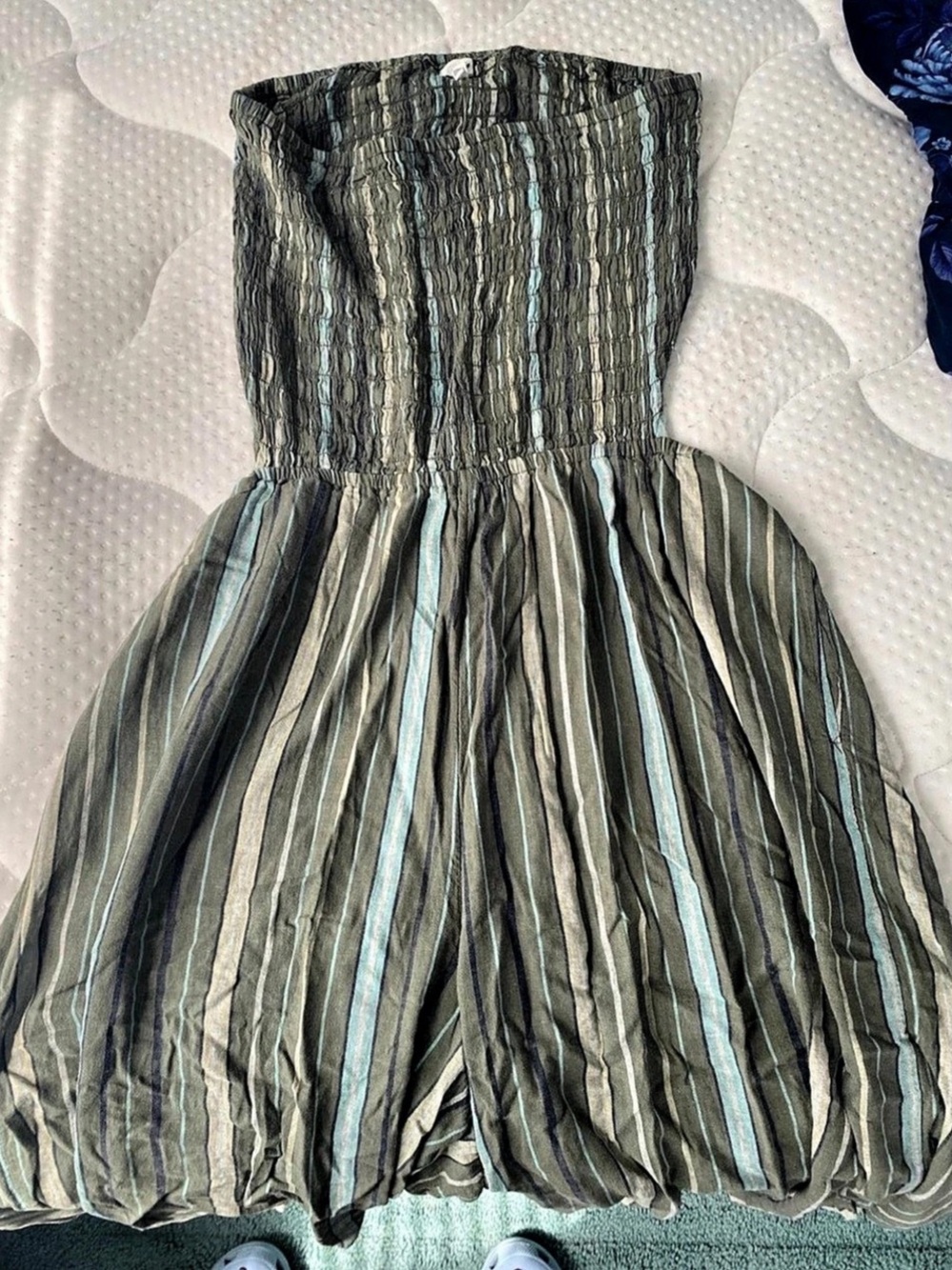 AERIE Striped JUMPSUIT in green & Blue XL NWT